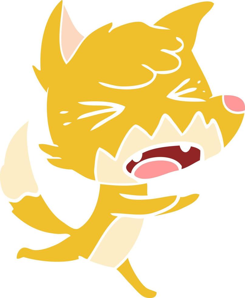 angry flat color style cartoon fox running vector