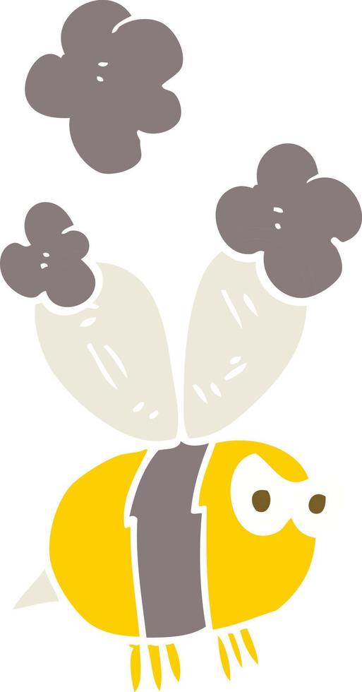 flat color illustration of a cartoon angry bee vector