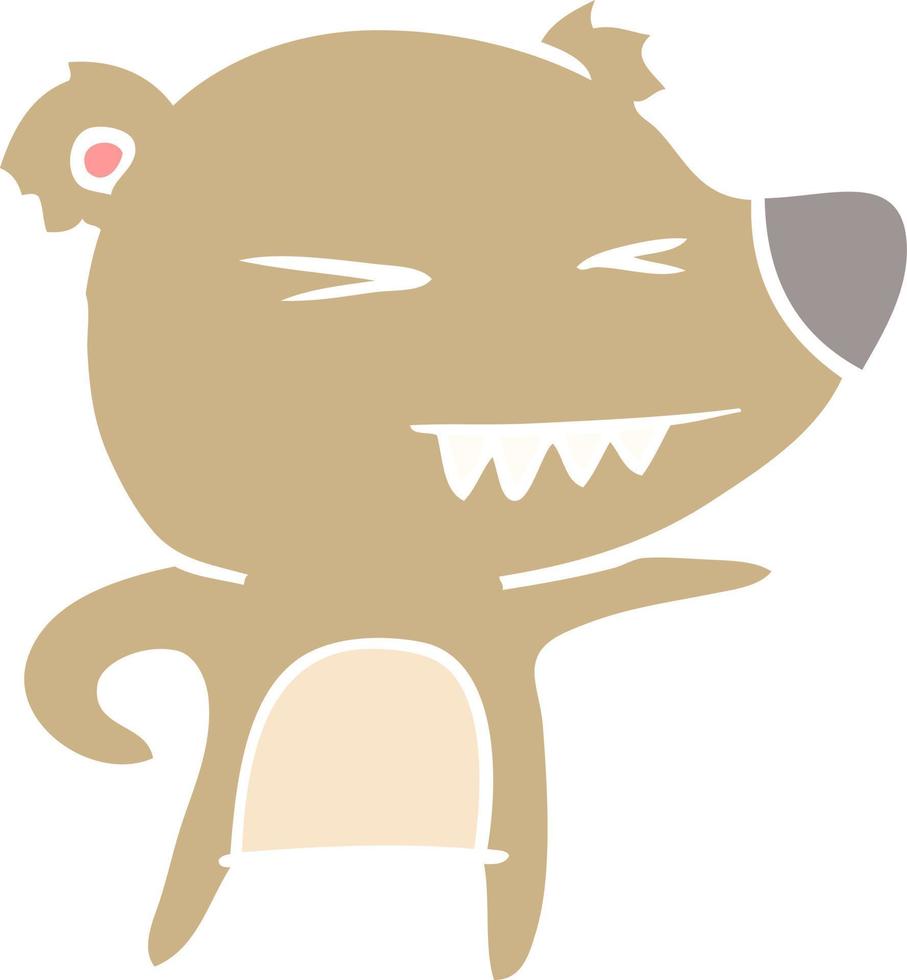 angry bear flat color style cartoon vector