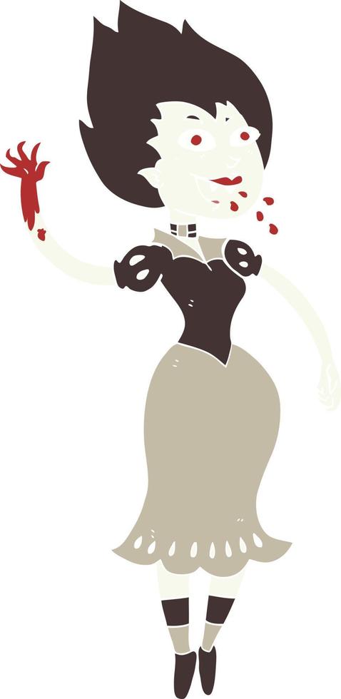 flat color illustration of a cartoon blood sucking vampire girl vector