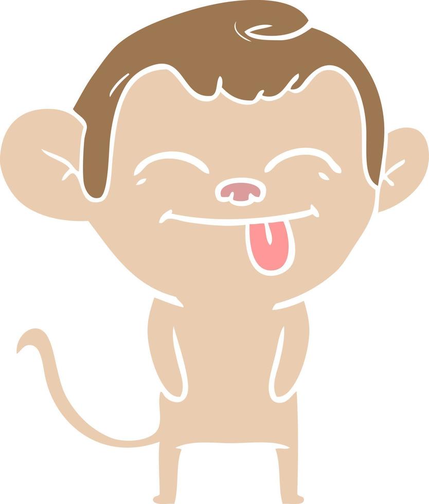 funny flat color style cartoon monkey vector