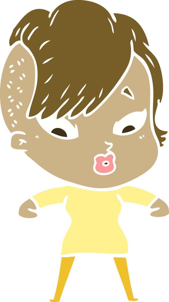 flat color style cartoon surprised girl vector