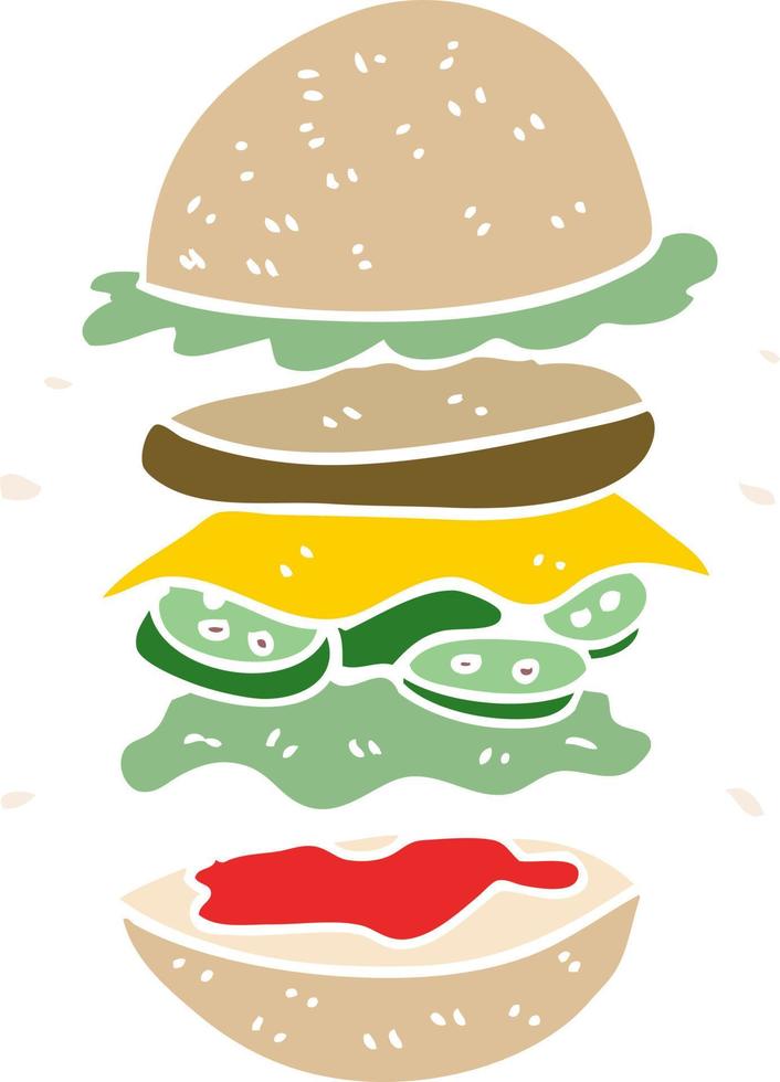 caricatura, garabato, enorme, hamburguesa vector