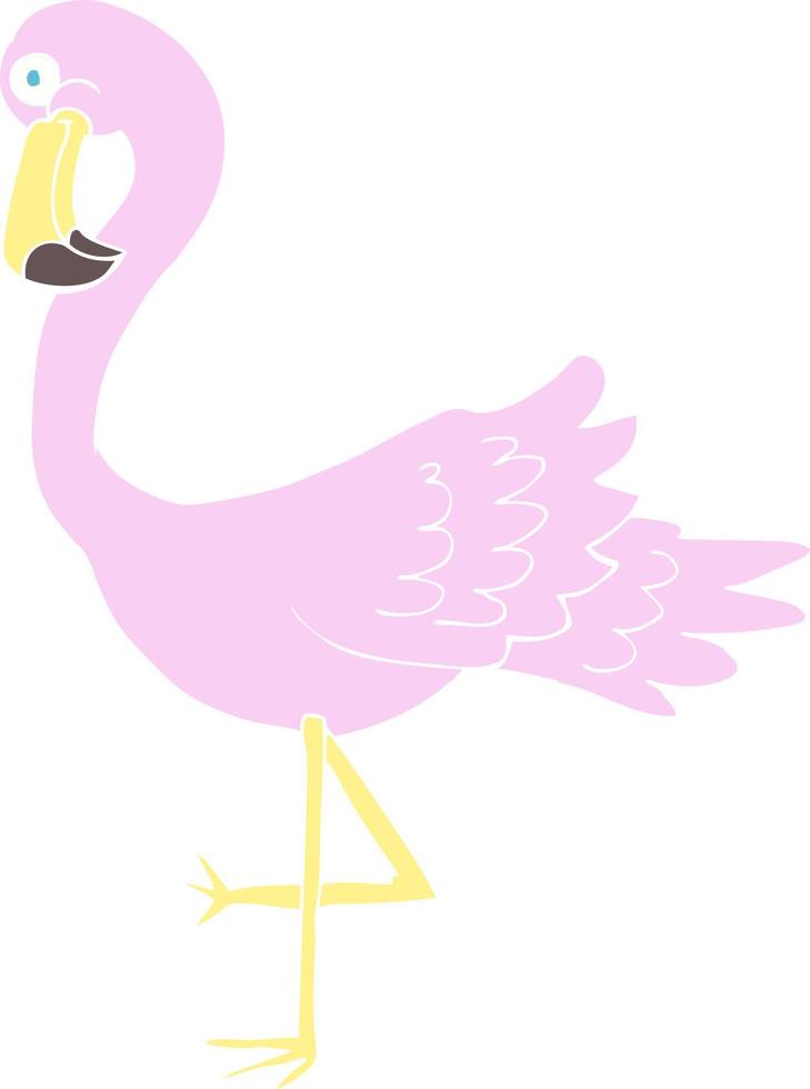 flat color illustration of a cartoon flamingo vector