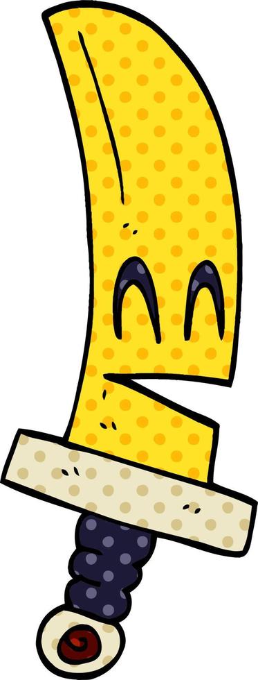cartoon doodle happy magical sword vector