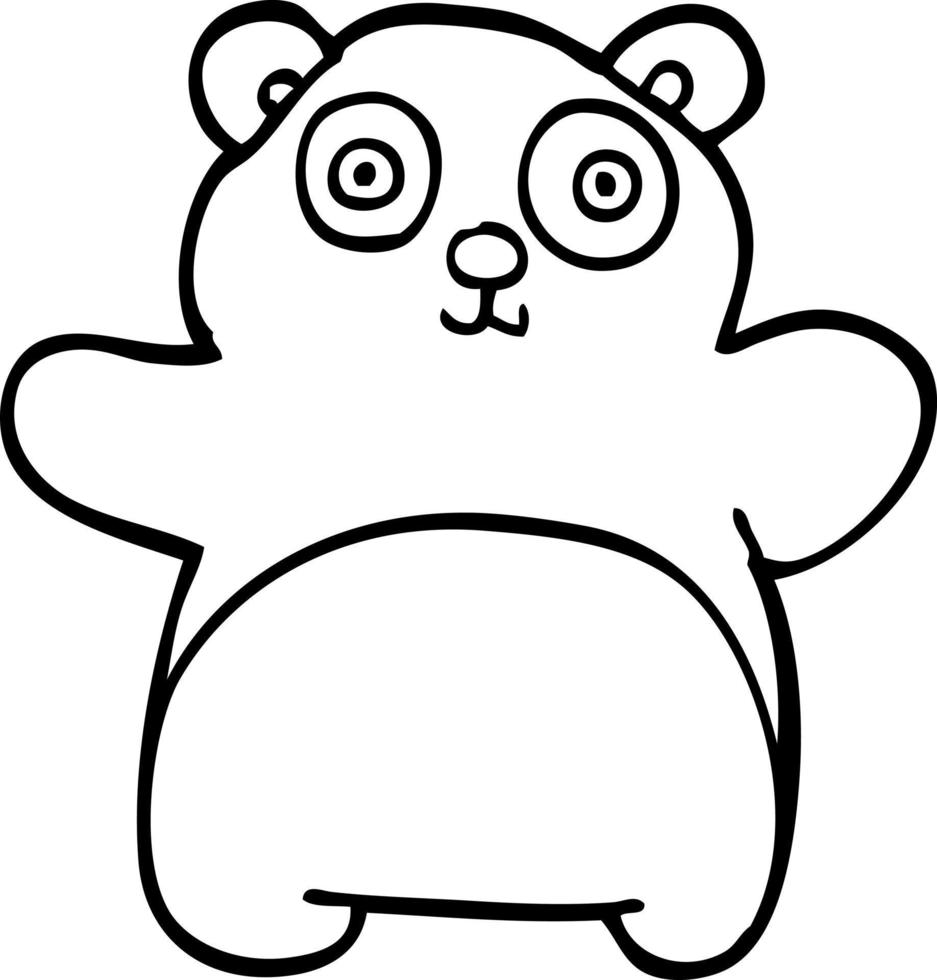 line drawing cartoon happy panda vector