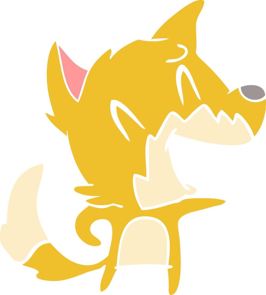 laughing fox flat color style cartoon vector