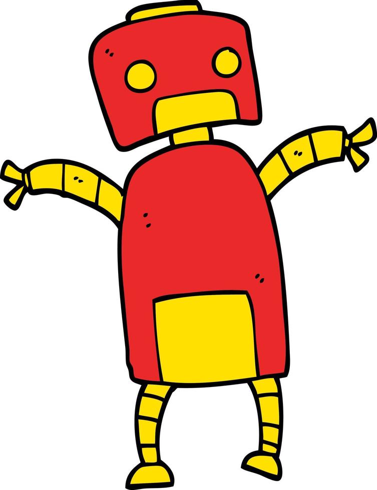 cartoon doodle robot dancing vector