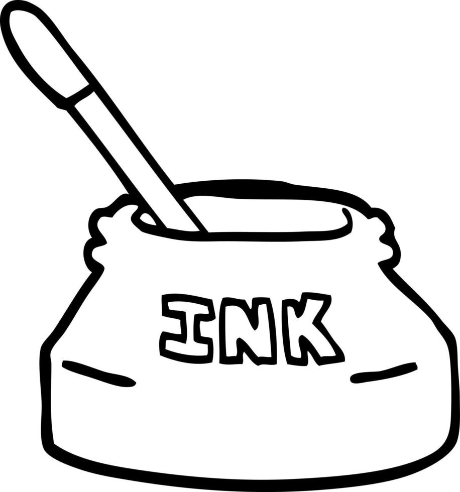 line drawing cartoon ink pot vector