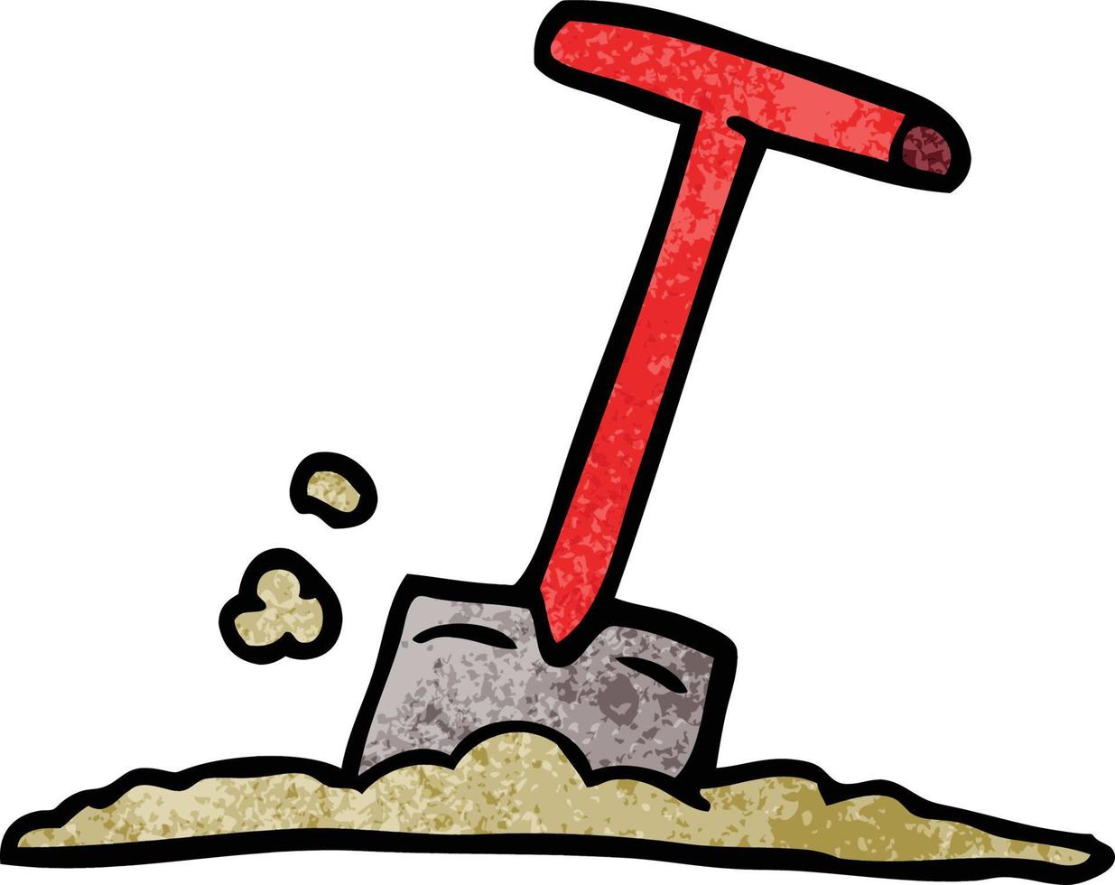 cartoon doodle shovel in dirt vector