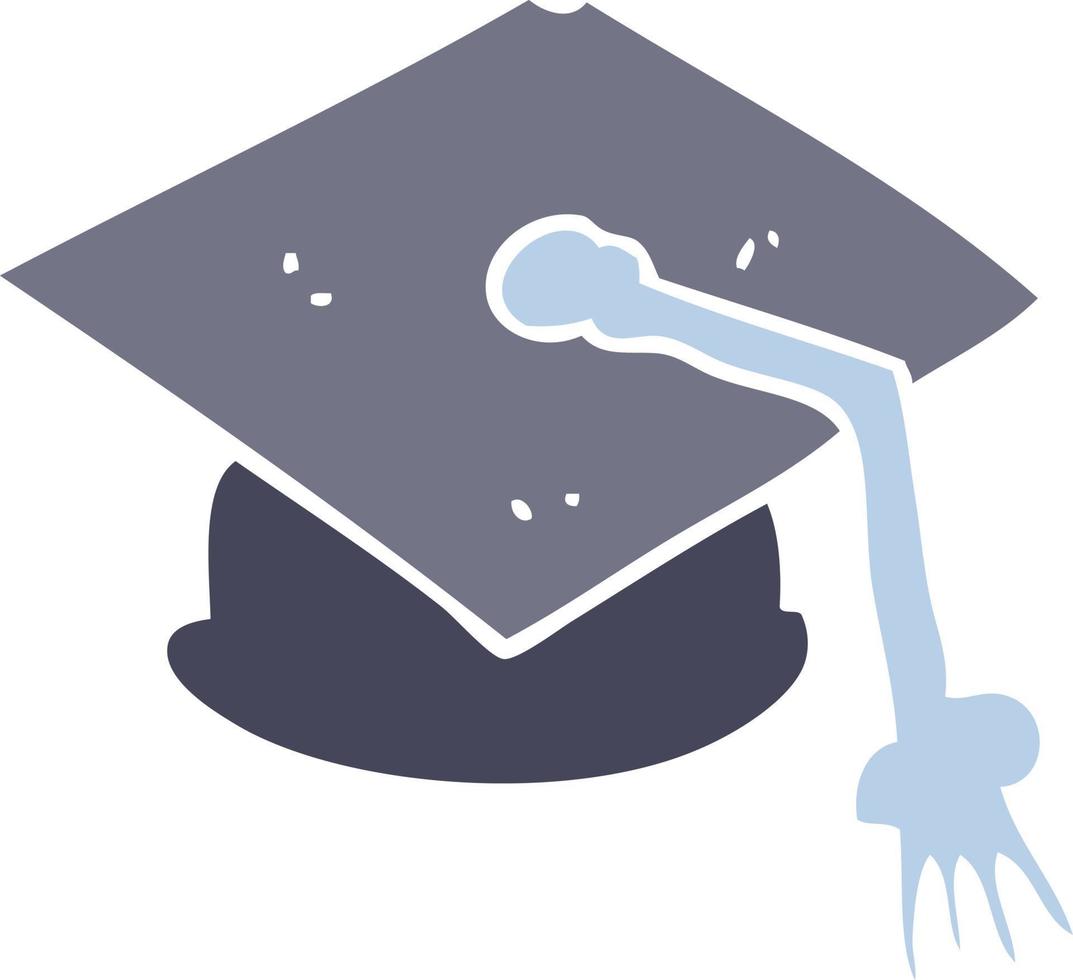 flat color illustration of a cartoon graduation cap vector