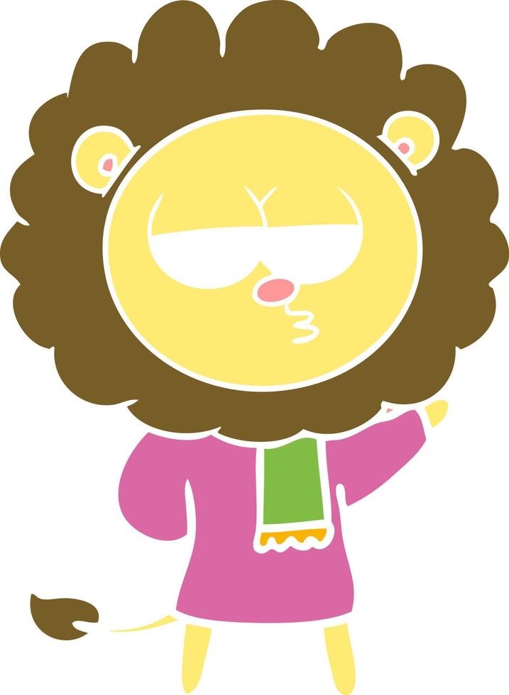 flat color style cartoon bored lion vector