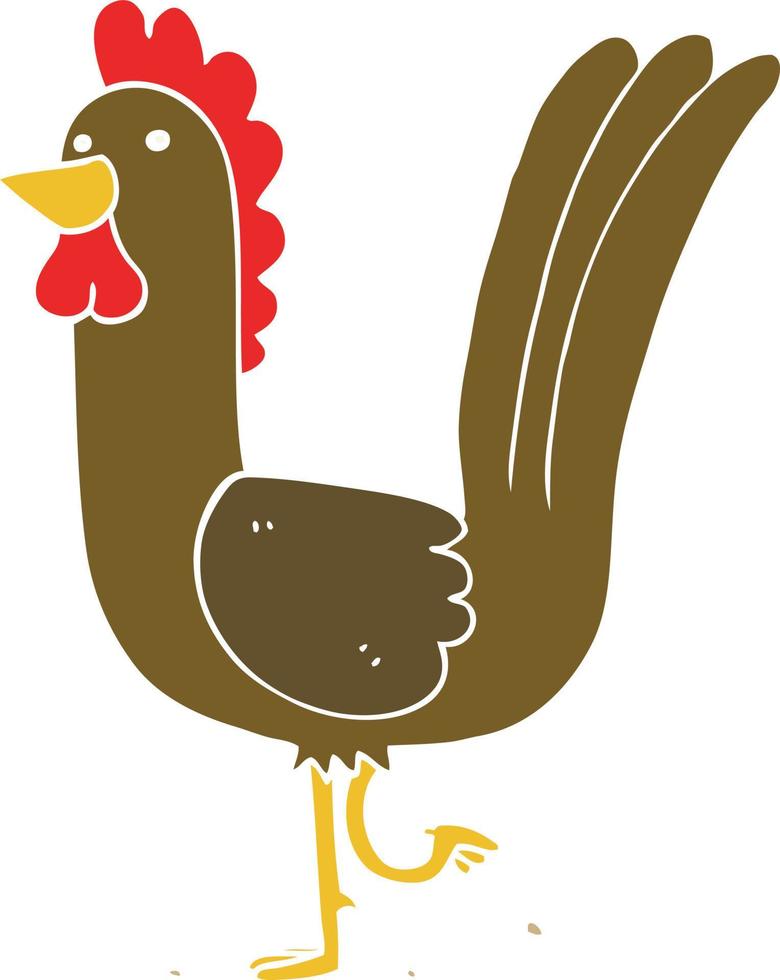 gallo de dibujos animados de estilo de color plano vector