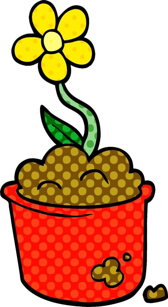 cartoon doodle flower pot vector