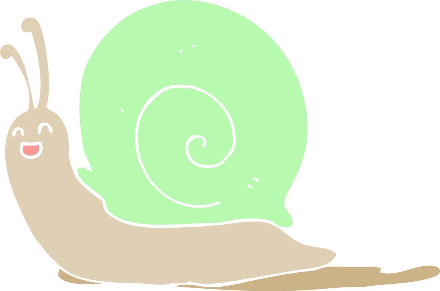 caracol de dibujos animados de estilo de color plano vector