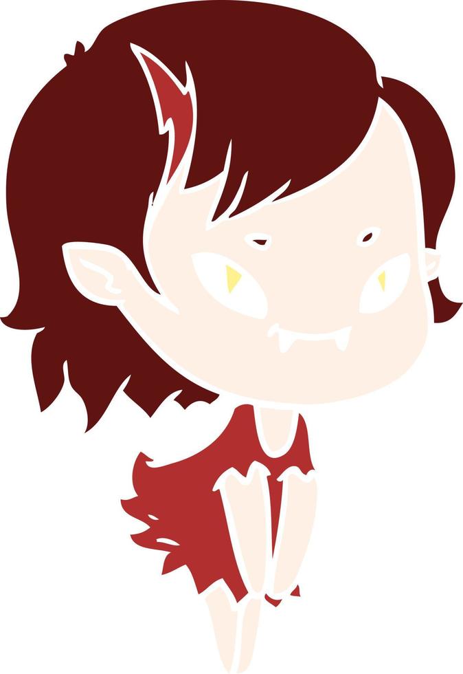 chica vampiro amigable de dibujos animados de estilo de color plano vector