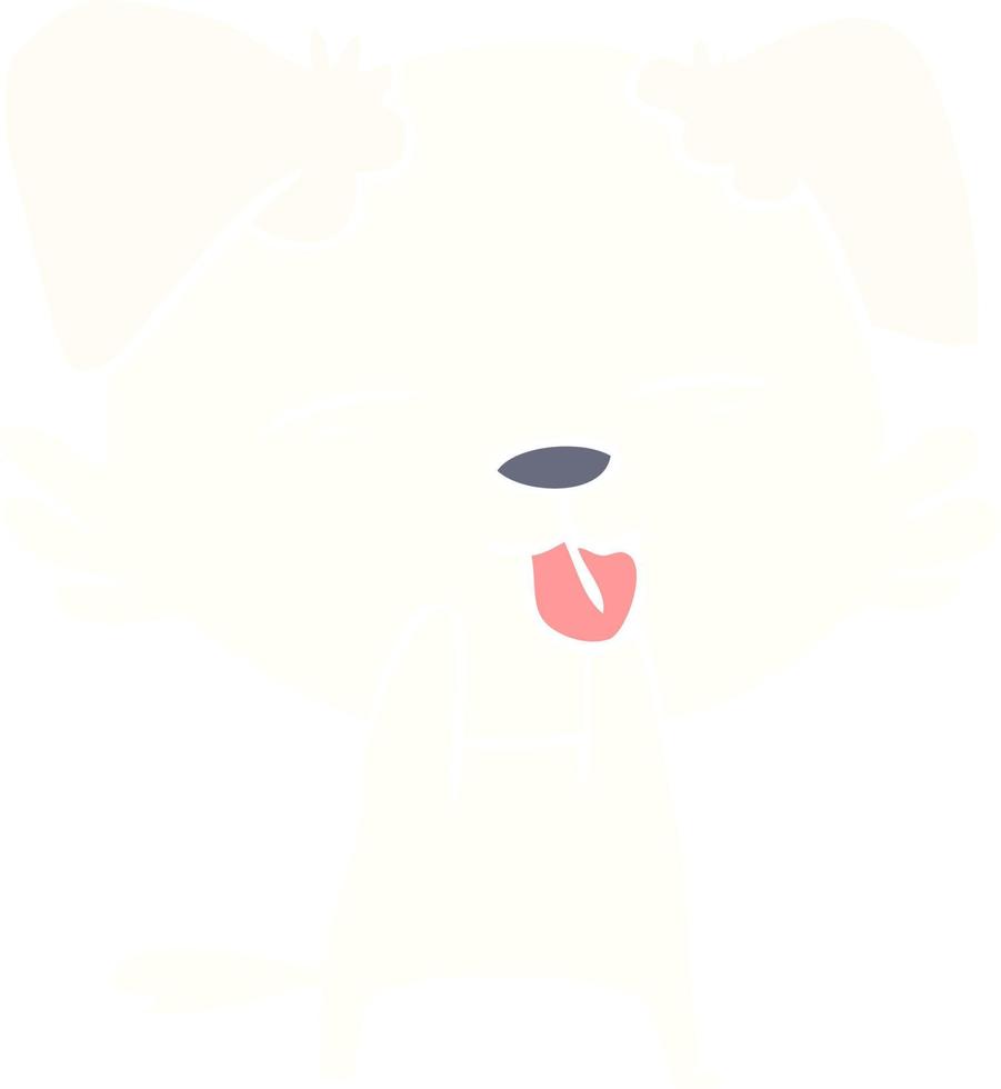 flat color style cartoon dog sticking out tongue vector