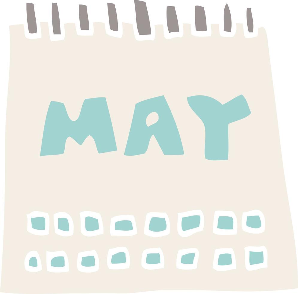 cartoon doodle calendar showing month of may vector