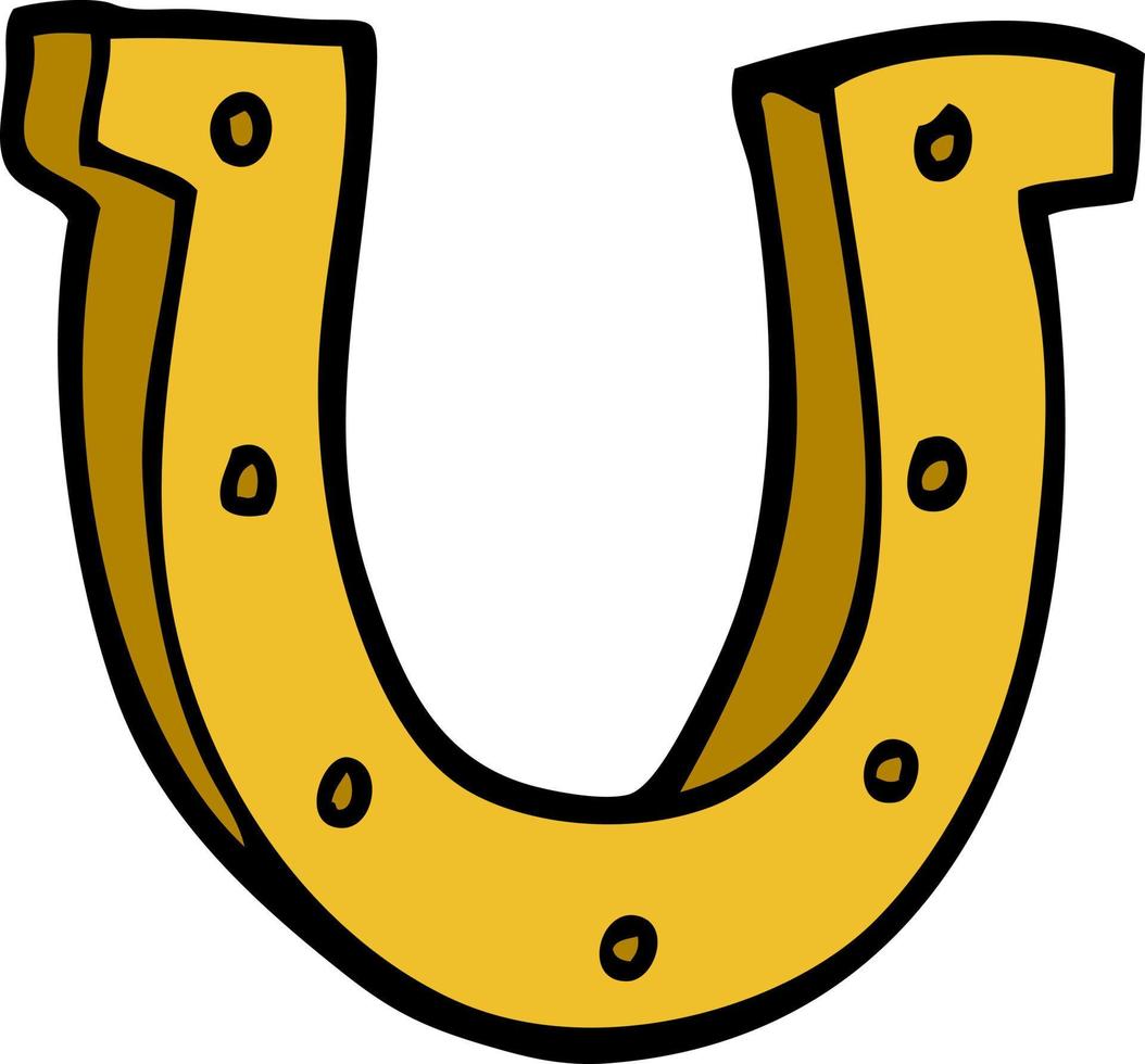 cartoon doodle gold horse shoe vector