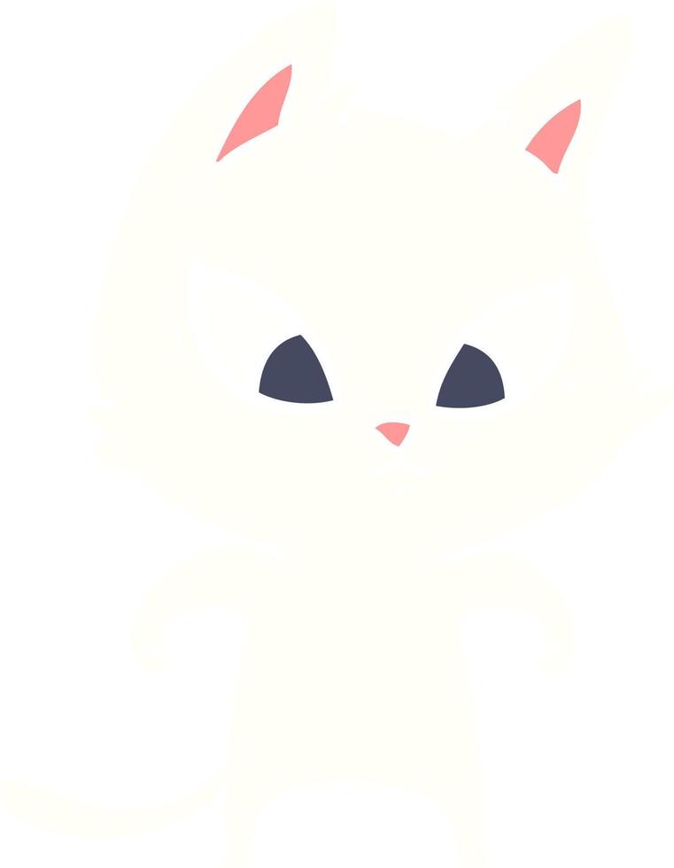 confused flat color style cartoon cat vector