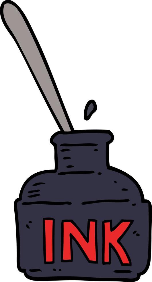 cartoon doodle ink bottle vector