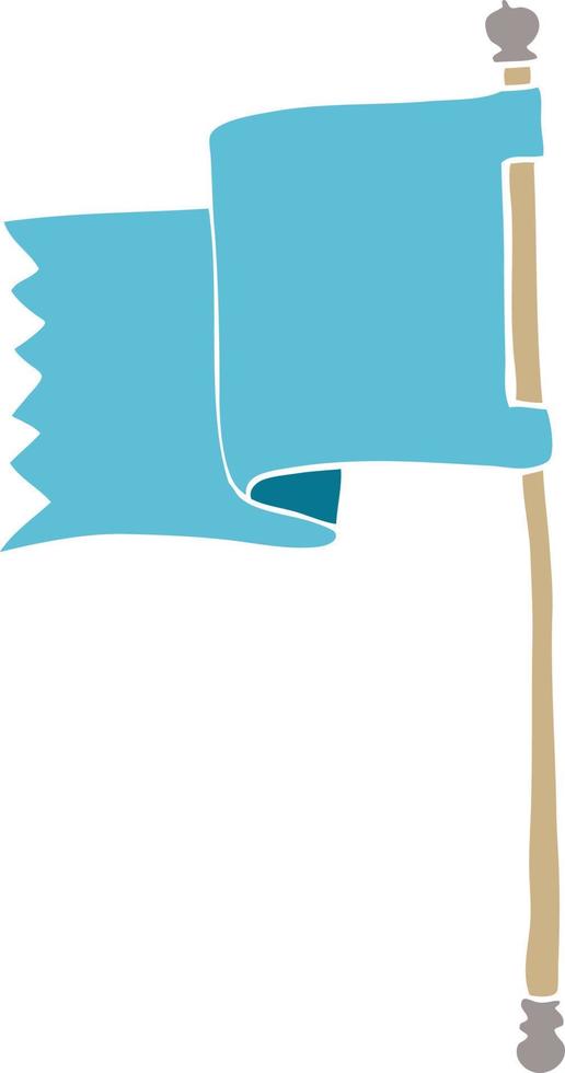 cartoon doodle of a blue flag vector