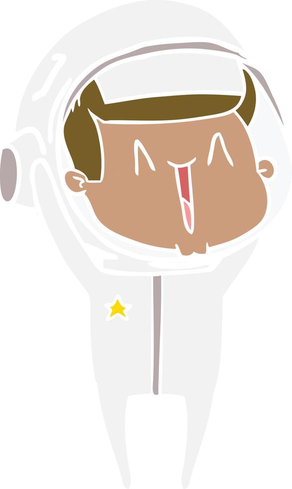 happy flat color style cartoon astronaut vector