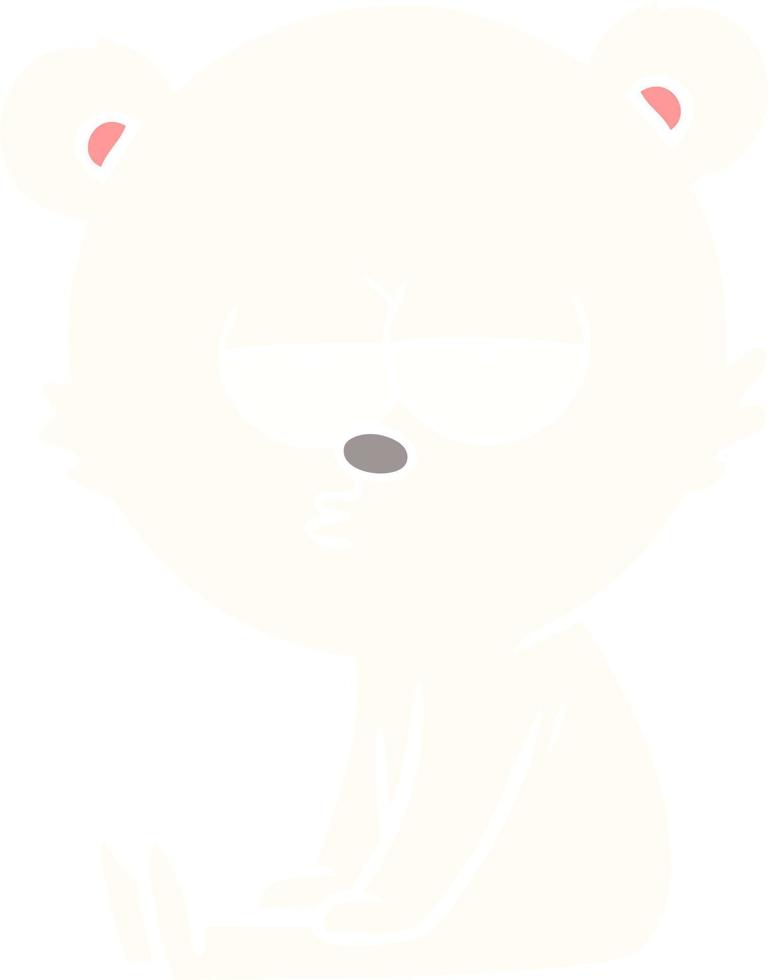 bored polar bear flat color style cartoon sitting vector