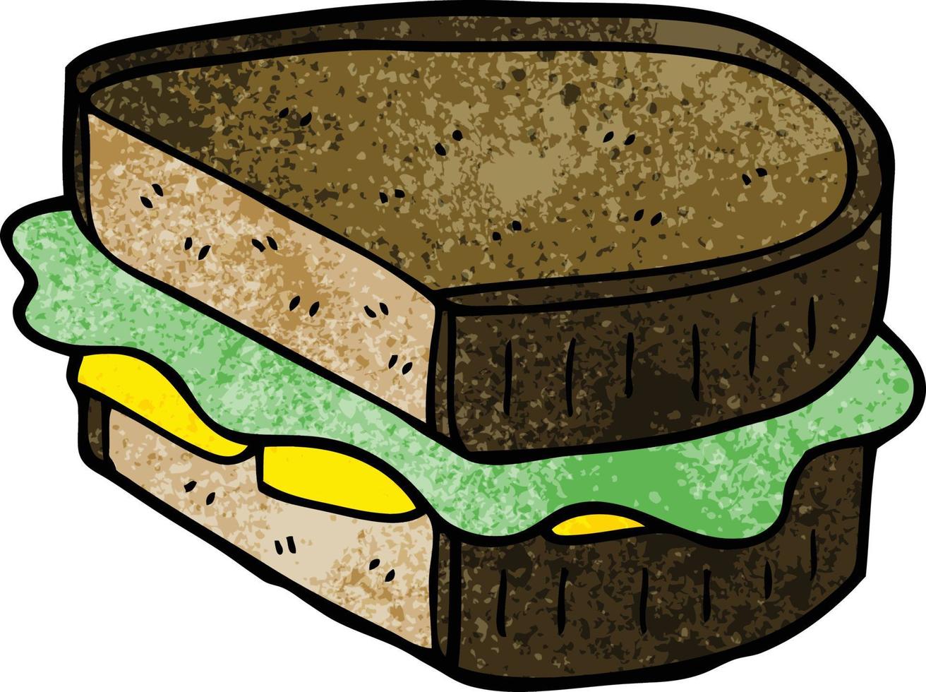 sándwich cargado de doodle de dibujos animados vector