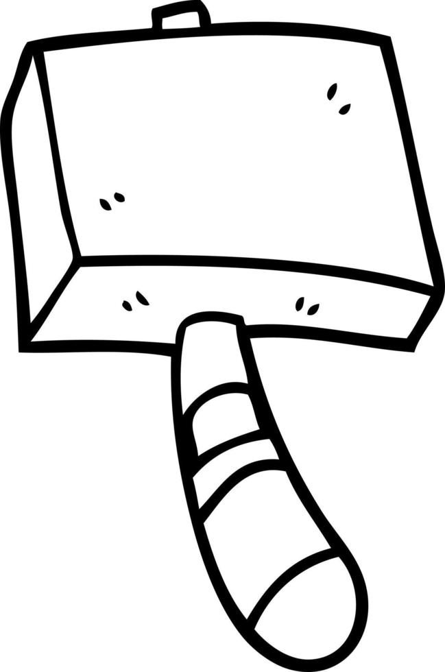 line drawing cartoon wood hammer vector