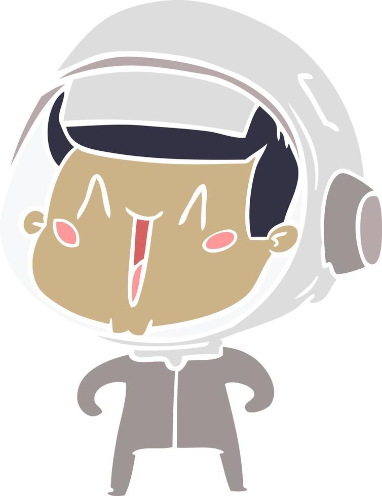 happy flat color style cartoon astronaut vector