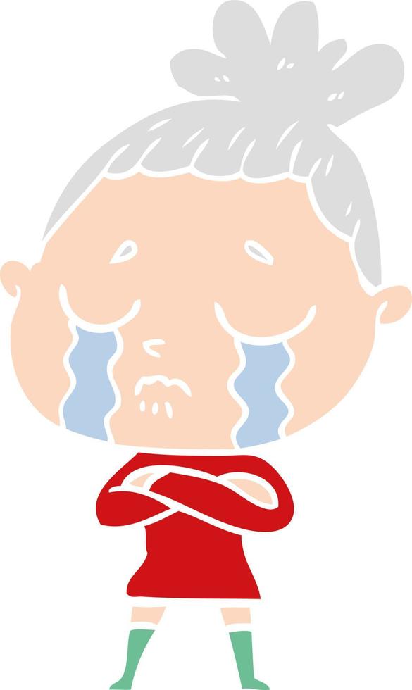 flat color style cartoon crying woman vector