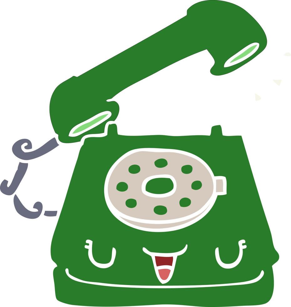 cute flat color style cartoon telephone vector