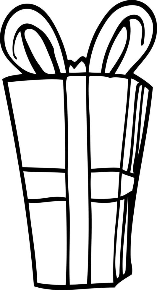 line drawing cartoon wrapped present vector