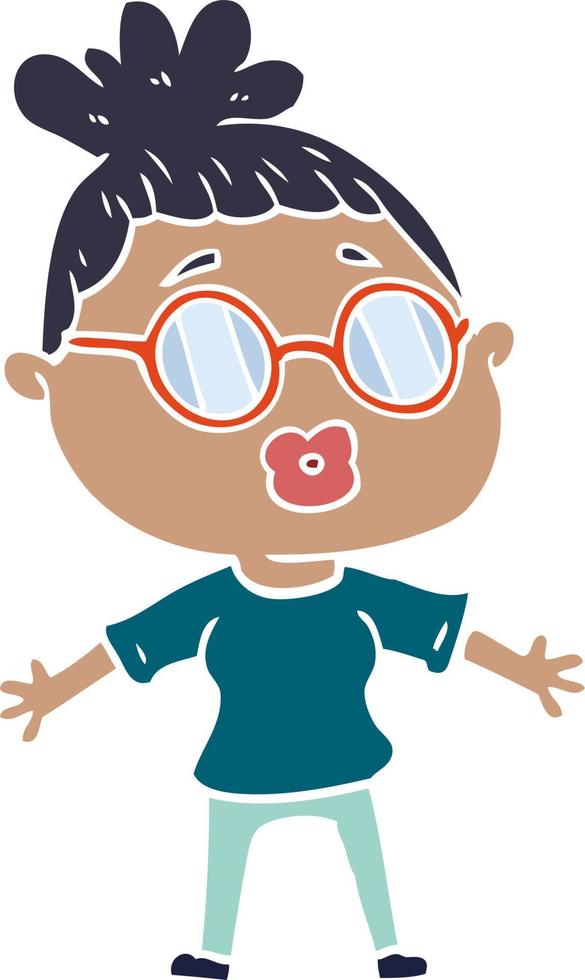 flat color style cartoon woman wearing spectacles vector