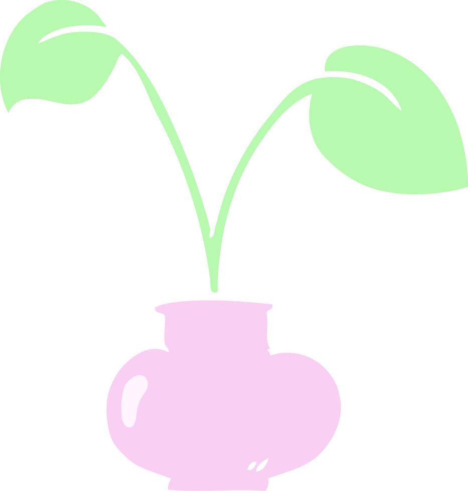 flat color style cartoon house plant vector
