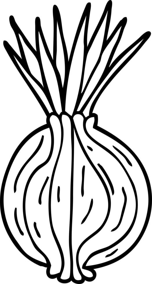 line drawing cartoon sprouting onion vector