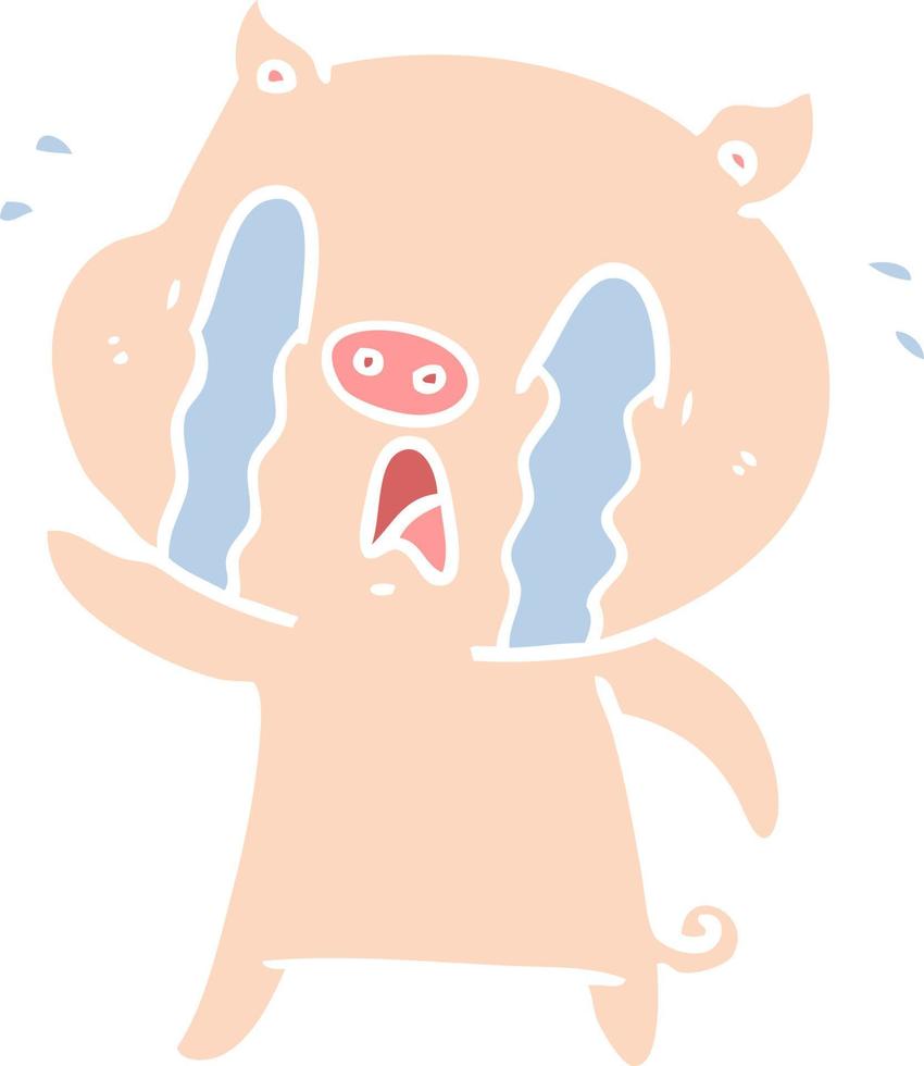 crying pig flat color style cartoon vector