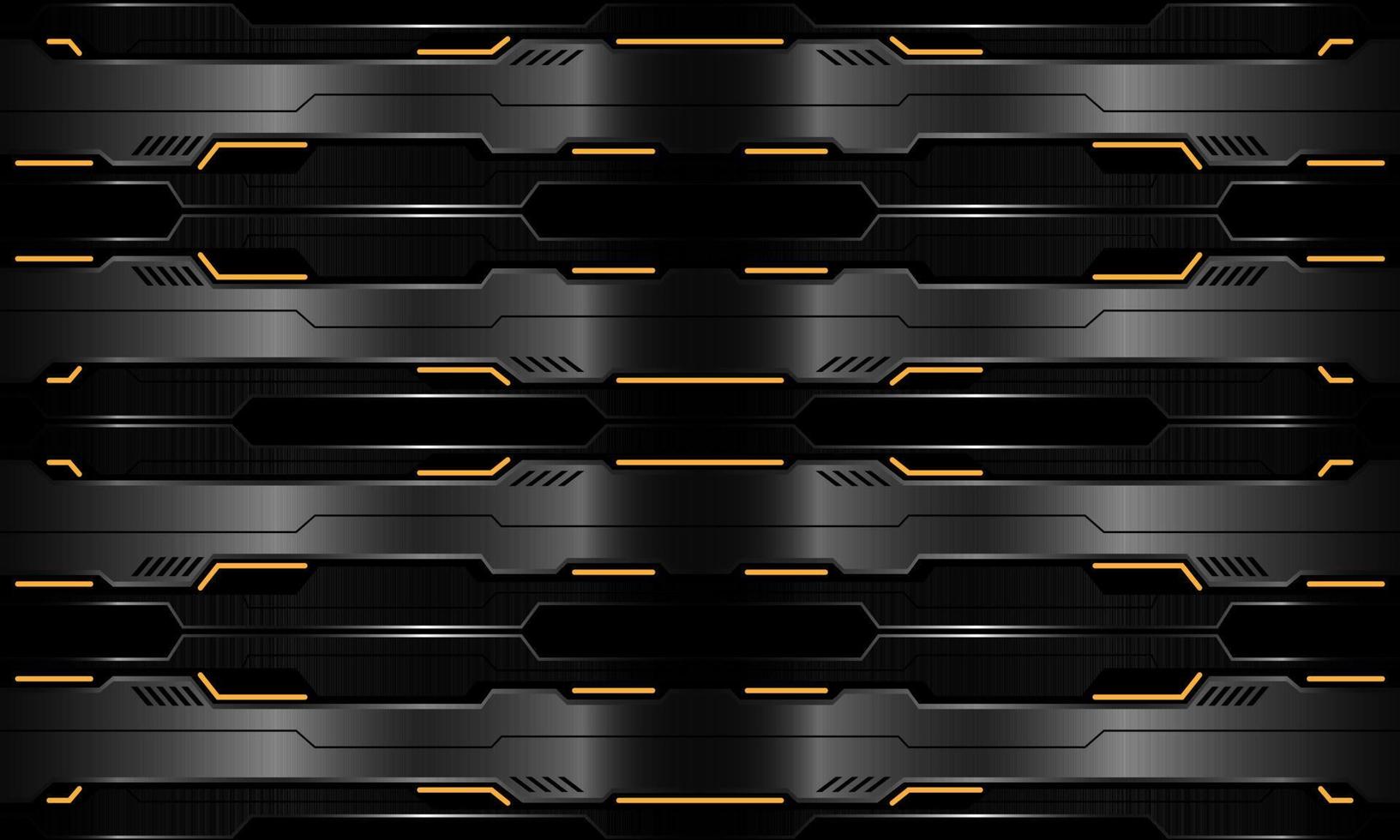 Abstract vector technology futuristic metallic cyber yellow light power black geometric design seamless pattern background