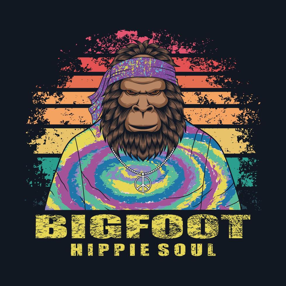 Bigfoot hippie soul retro vector illustration