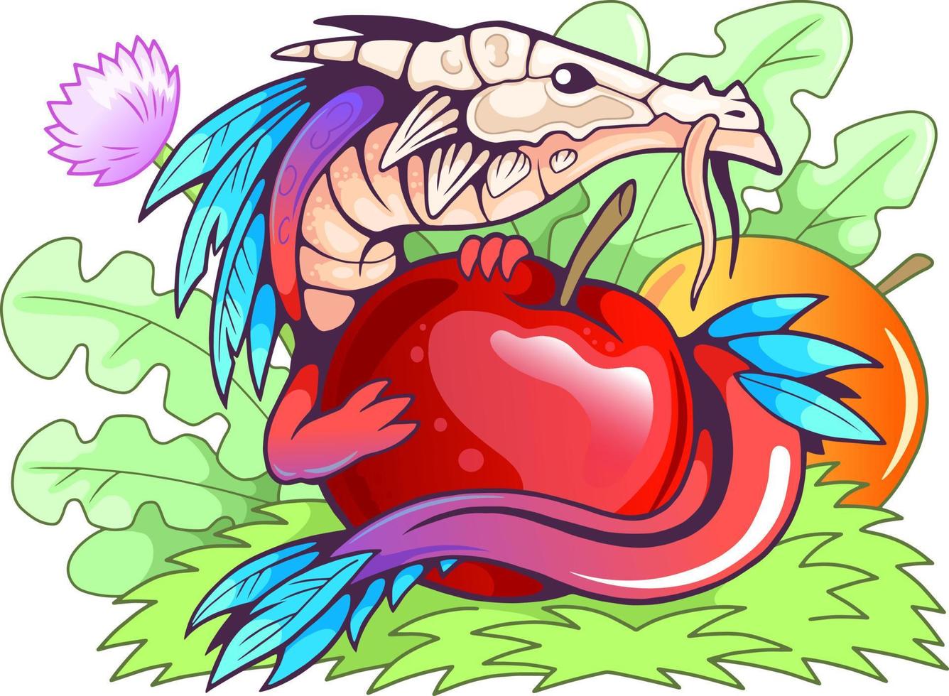 little apple dragon vector