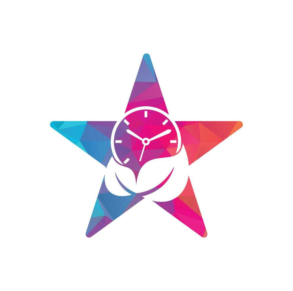 plantilla de diseño de logotipo de vector de concepto de forma de estrella de tiempo de naturaleza. concepto de logo de tiempo de energía y tiempo de dieta.