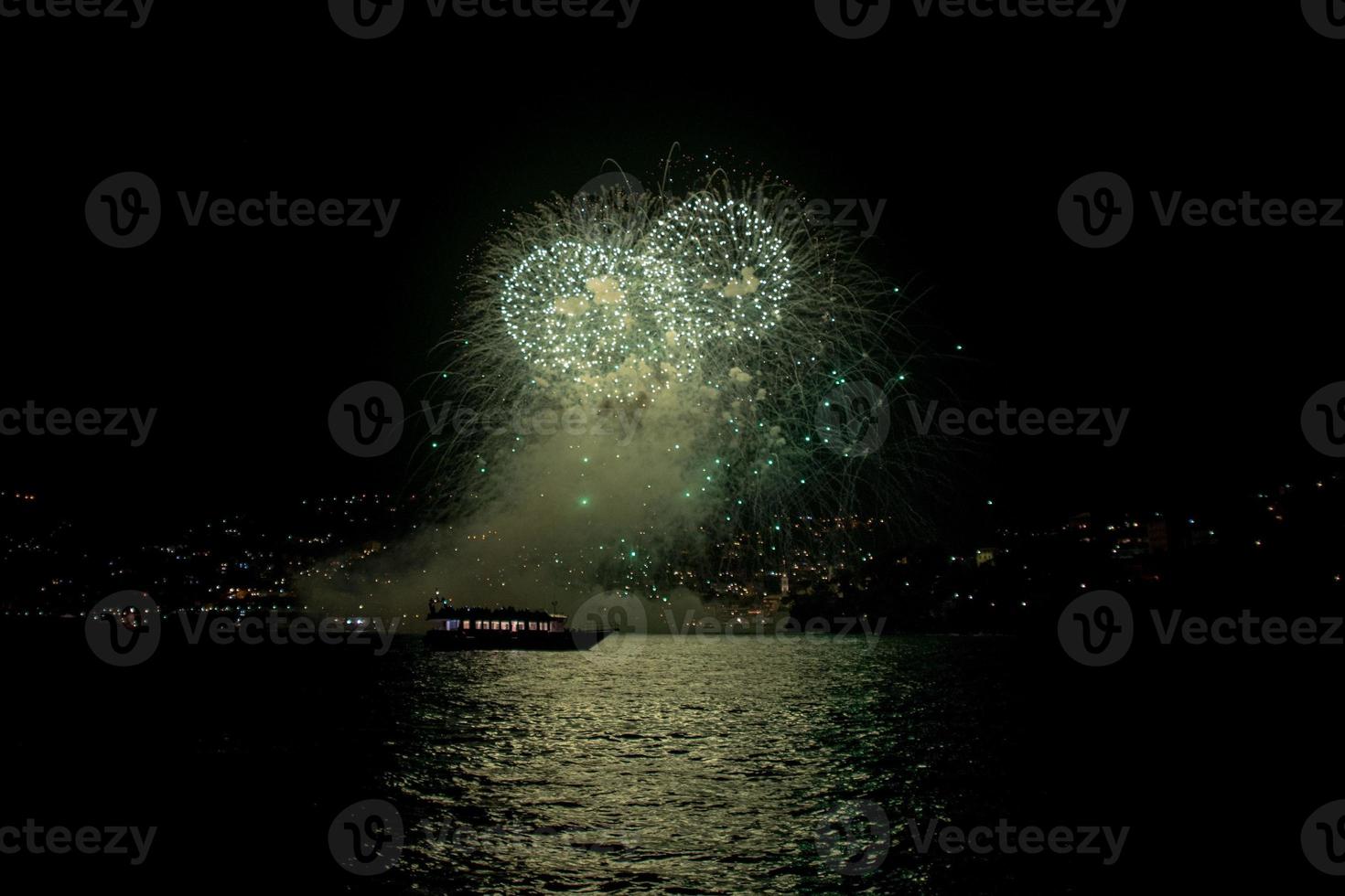 Fireworks on the sea in Recco, Italy photo