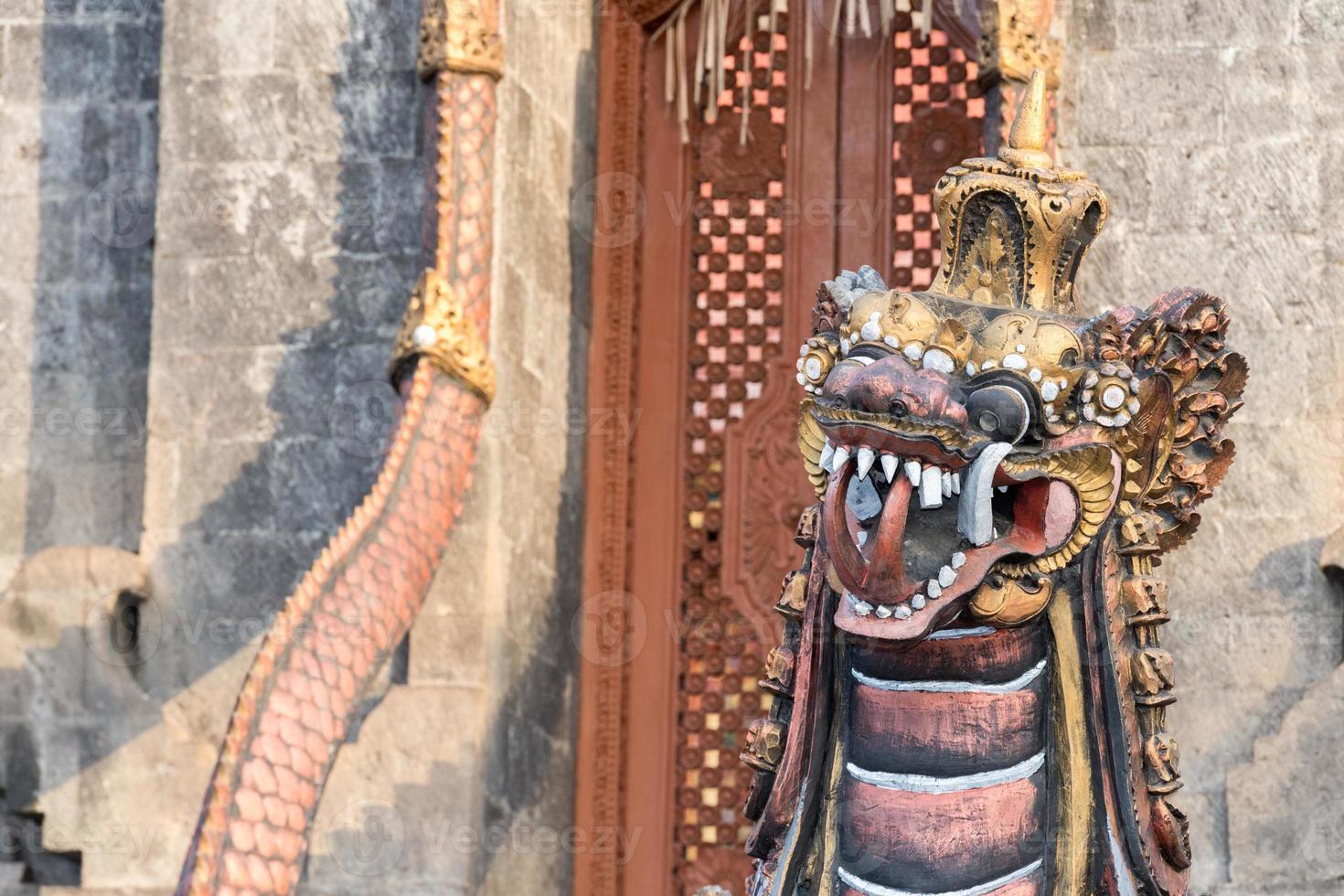 dragon outside Bali temple entrance door photo