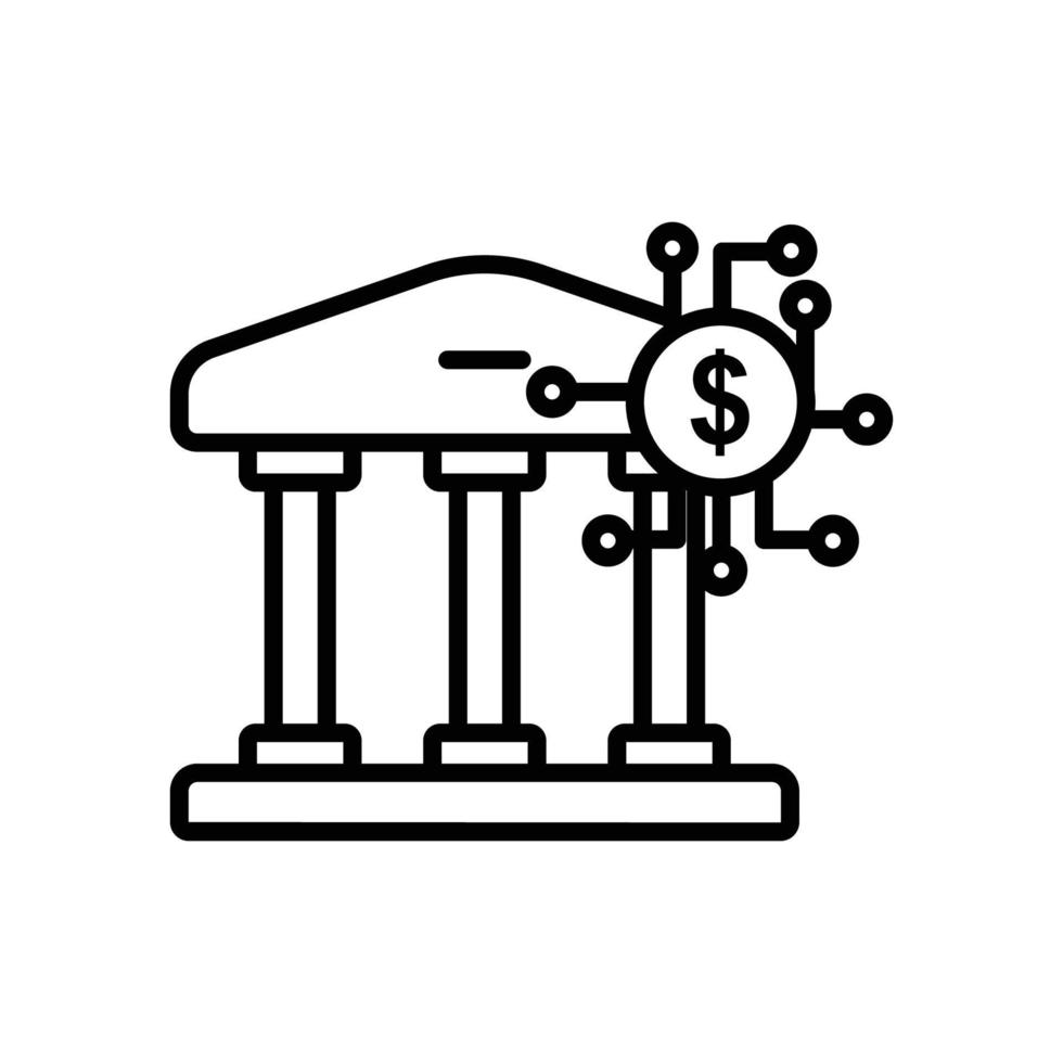 ilustración de icono de línea de banco con dólar. icono relacionado con fintech. estilo de icono de línea. diseño simple editable vector