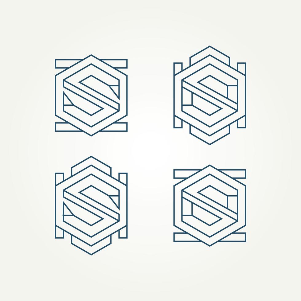 set of abstract minimalist geometric initial letter s line art icon logo template vector illustration design
