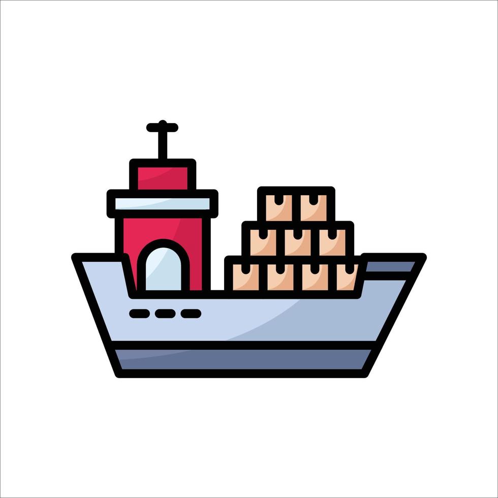 Shipping goods by sea outline color icon vector