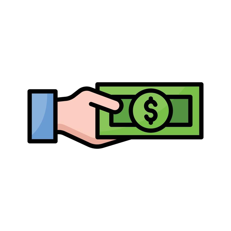 Cash payment outline color icon vector