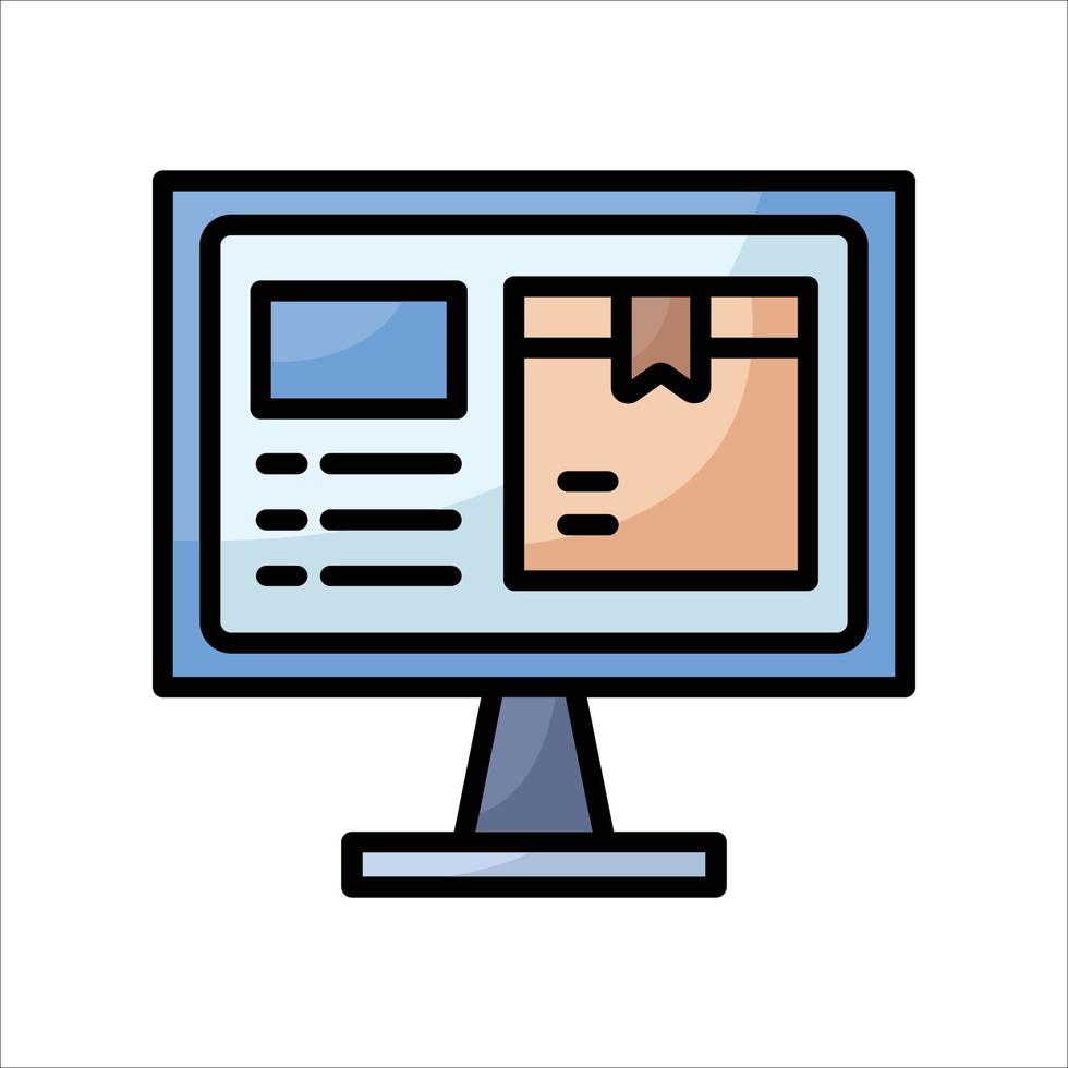 Online delivery outline color icon vector