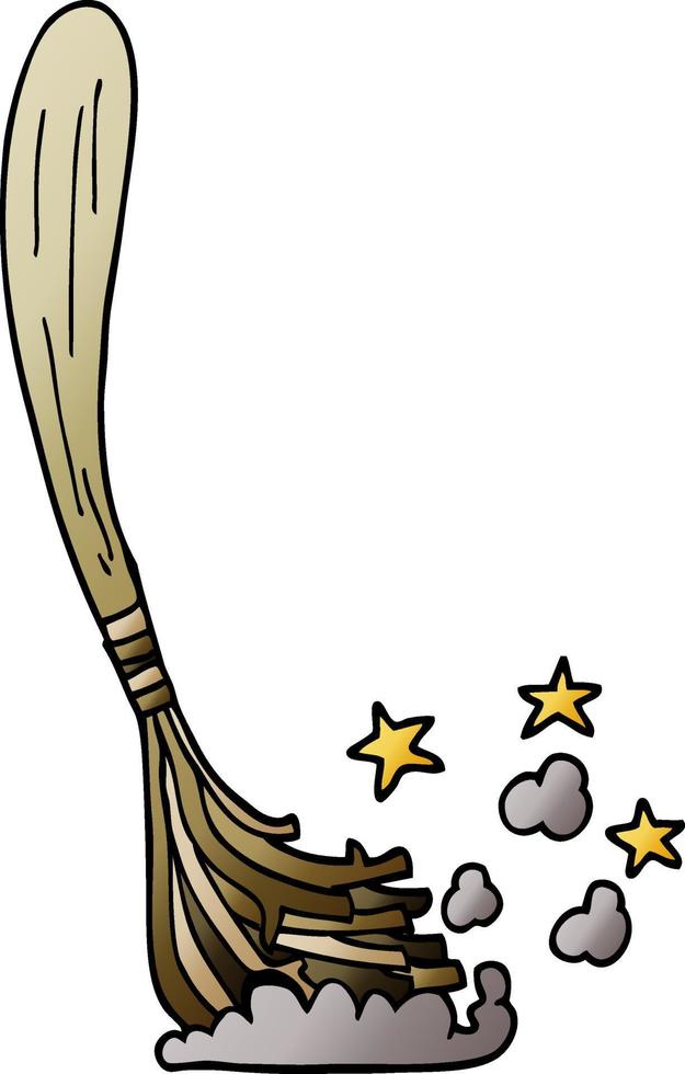 cartoon doodle magic broom sticks vector